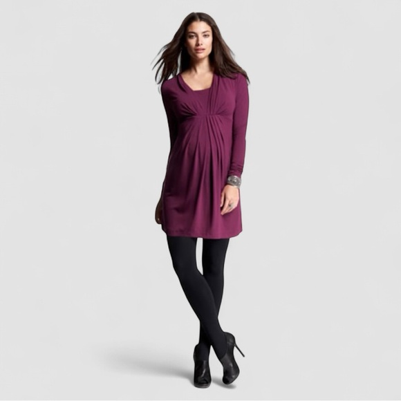 Isabella Oliver Plum Pleated Maternity Tunic Dress – Size 3 - Picture 2 of 5